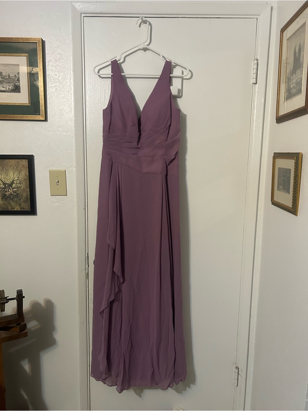 Azazie Lilac V-Neck Chiffon Maxi Dress